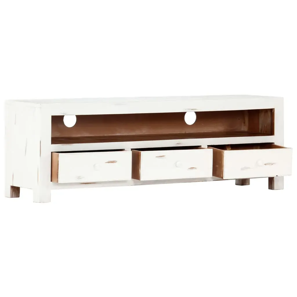 TV Cabinet White 120x30x40 cm Solid Acacia Wood Price