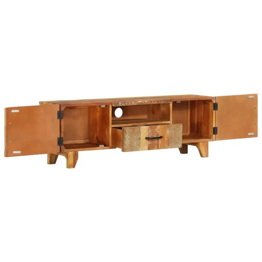 Hand Carved TV Cabinet 120x30x40 cm Solid Reclaimed Wood Price