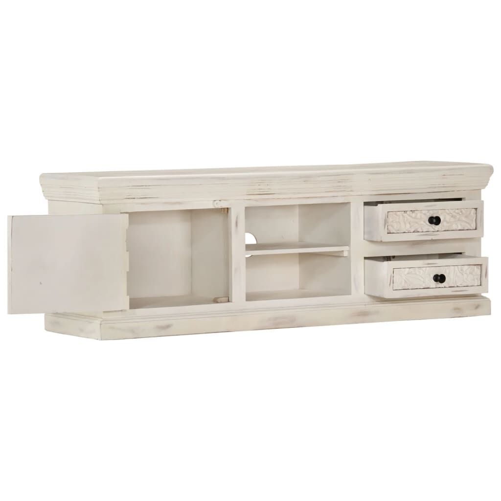 TV Cabinet White 120x30x40 cm Solid Mango Wood Price