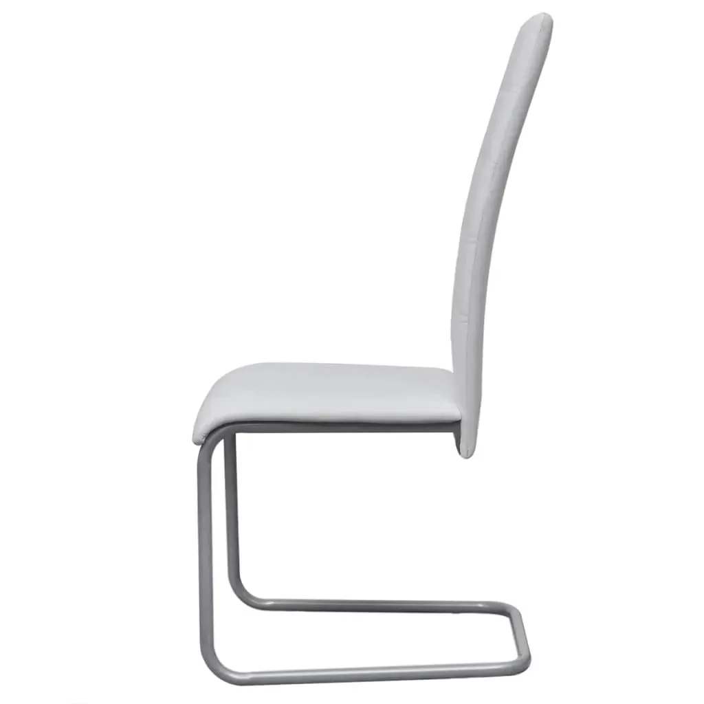 Cantilever Dining Chairs 6 pcs White Faux Leather Price