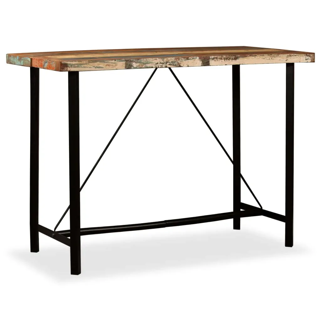 Bar Set 7 Pieces Solid Wood Reclaimed and Genuine Leather Price