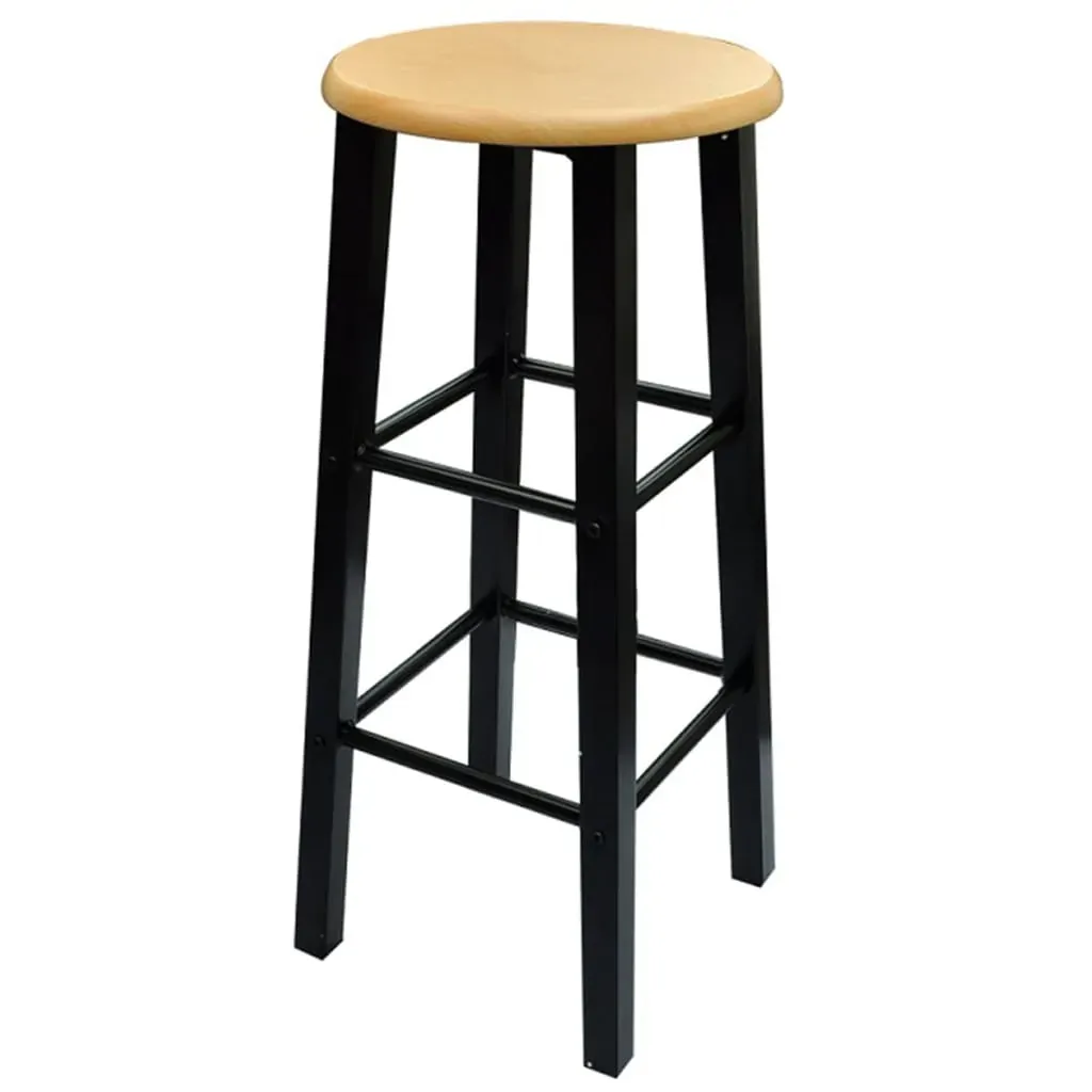Bar Table and Stool Set 3 Pieces Wood and Steel Price