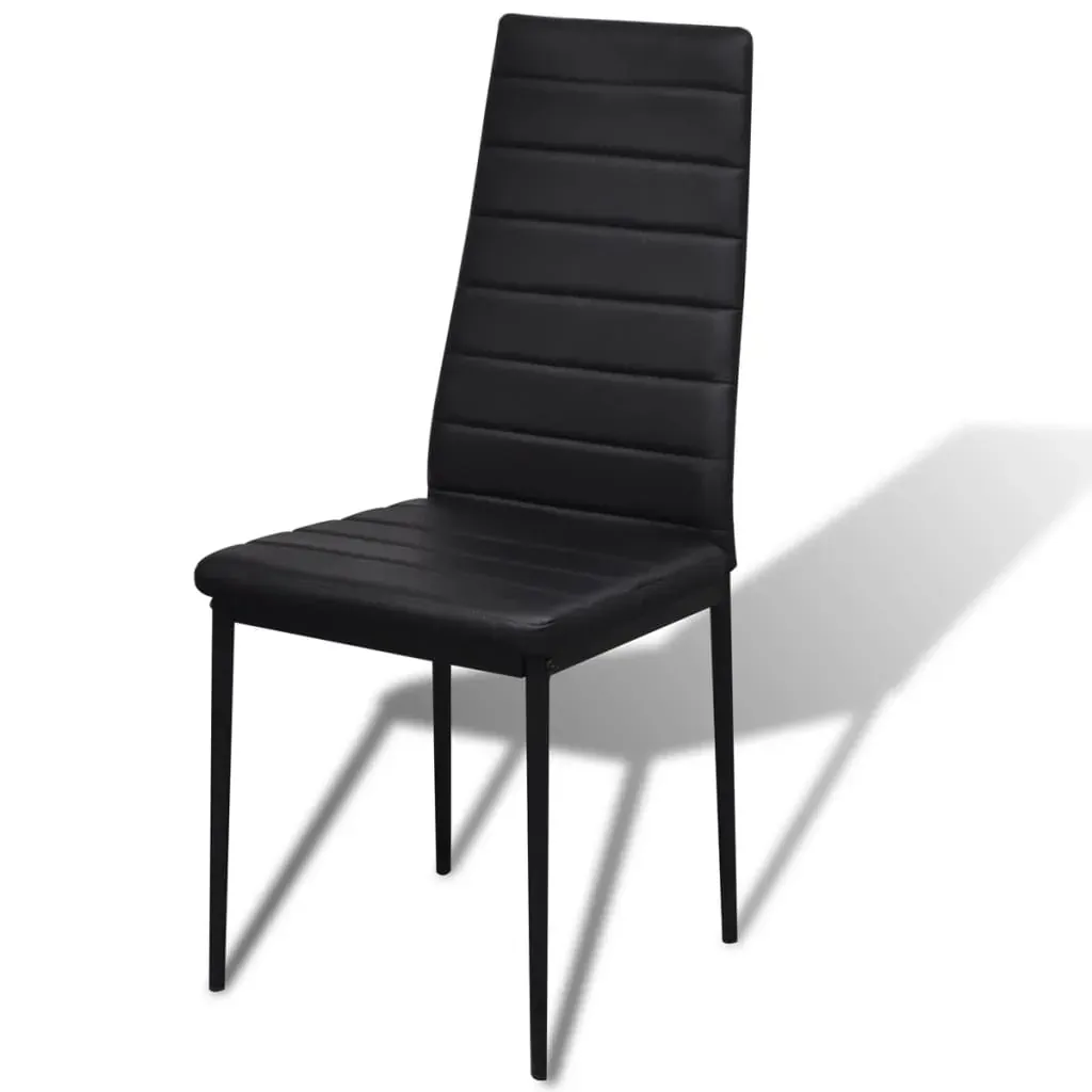 Dining Set 5 Pieces Artificial Leather Black Price