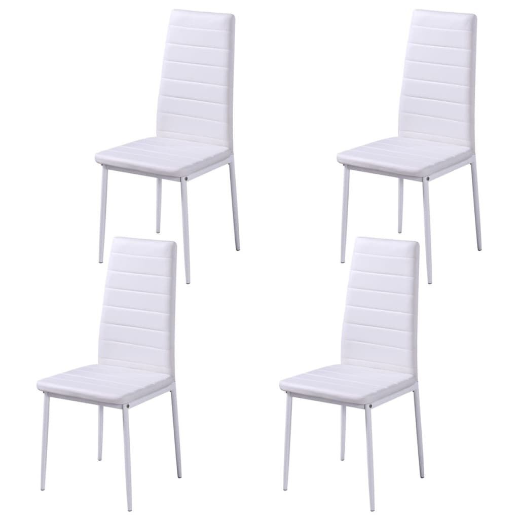 Dining Set 5 Pieces Artificial Leather Black and White Price