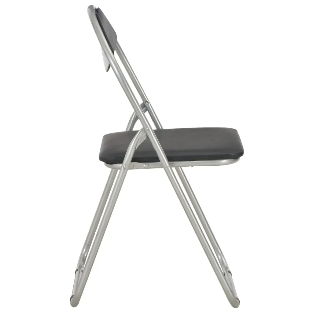 Folding Dining Chairs 6 pcs Black Faux Leather Price