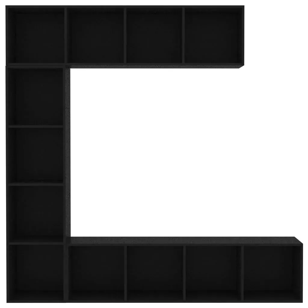 3 Piece Book/TV Cabinet Set Black 180x30x180 cm Price