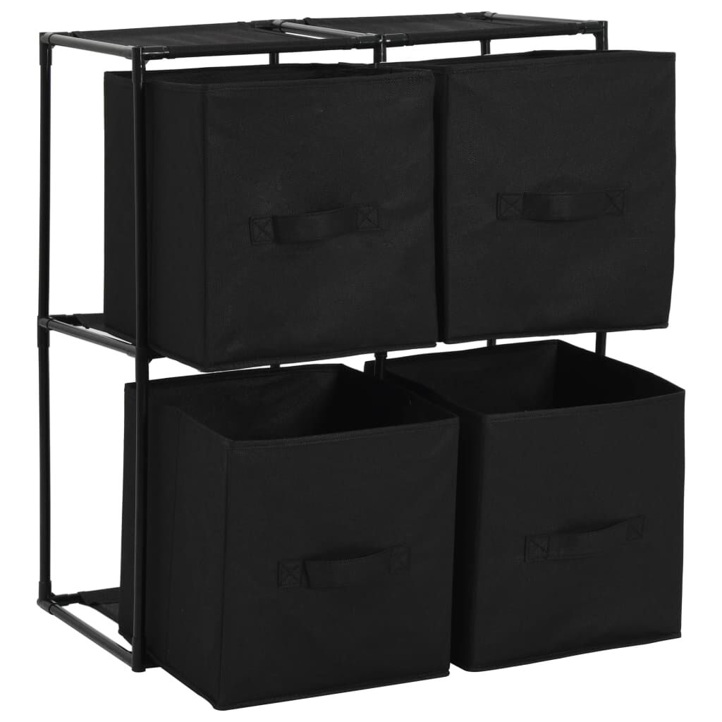 Storage Cabinet with 4 Fabric Baskets Black 63x30x71 cm Steel Price