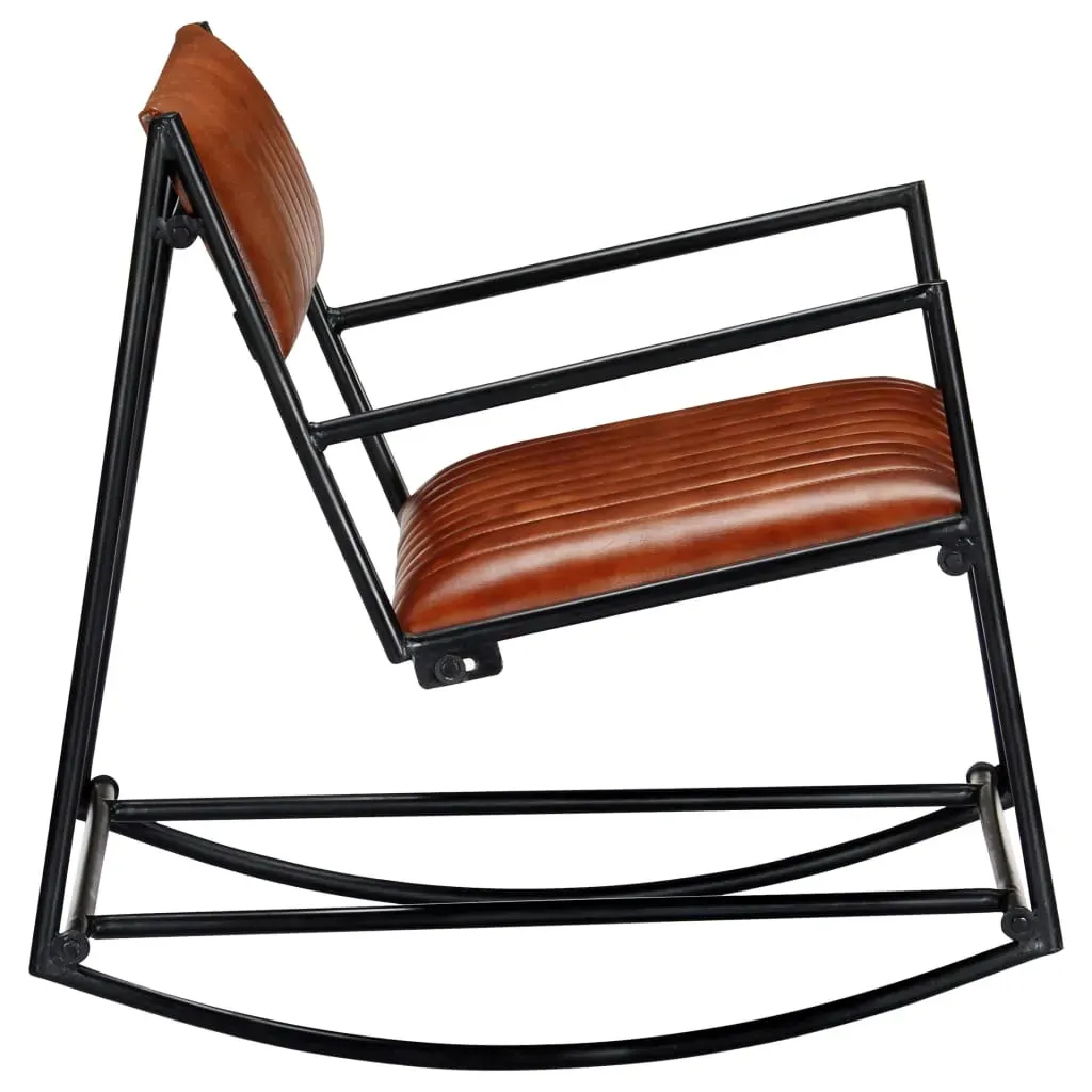 Rocking Chair Brown Real Leather Price