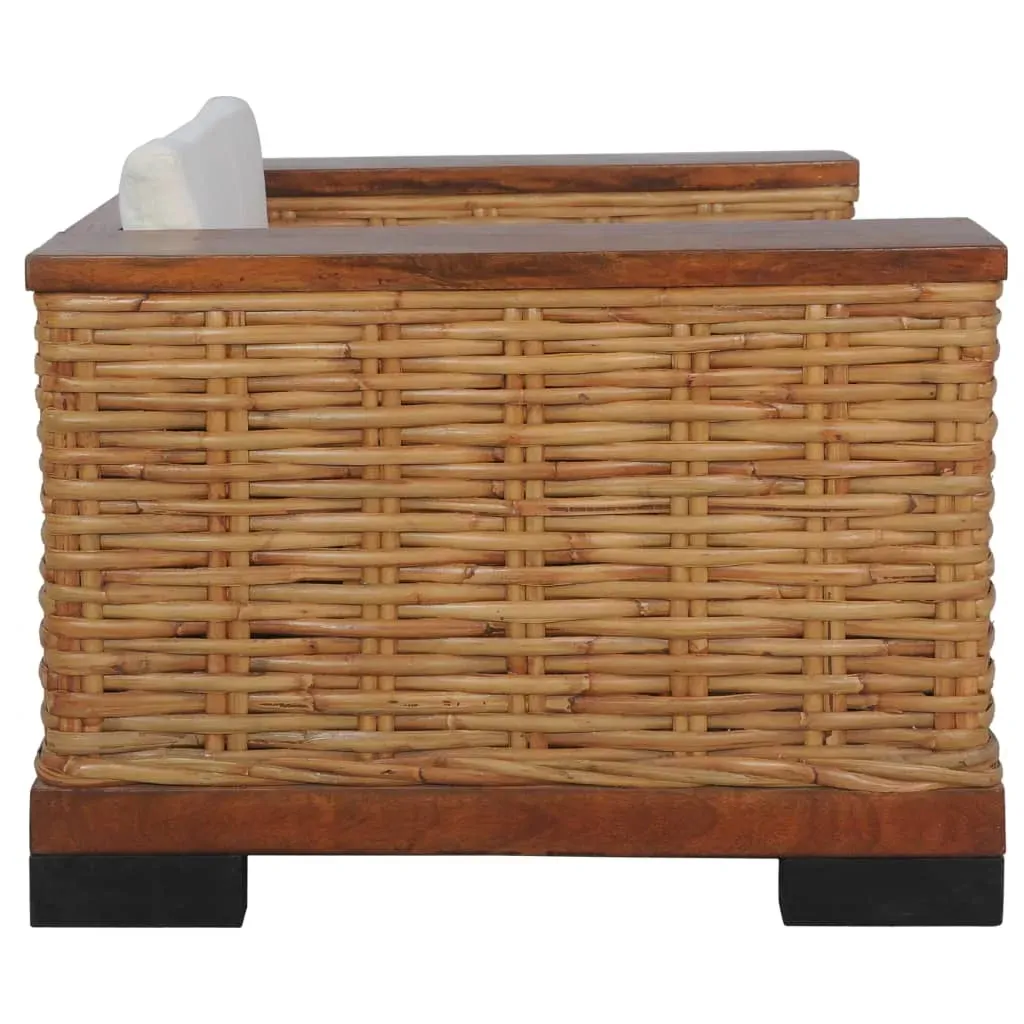 Armchair with Cushions Brown Natural Rattan Price