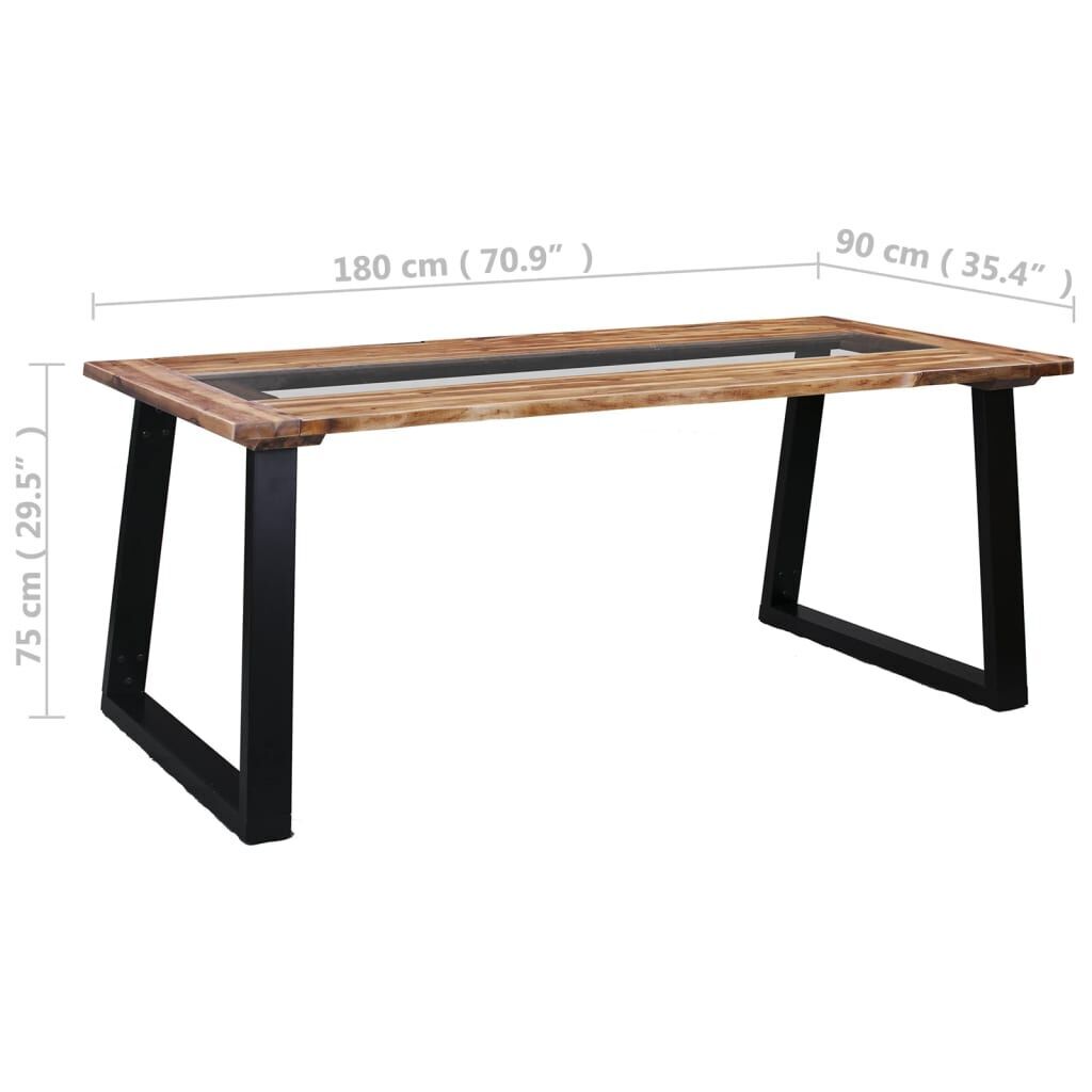 Dining Table 180x90x75 cm Solid Acacia Wood and Glass Price