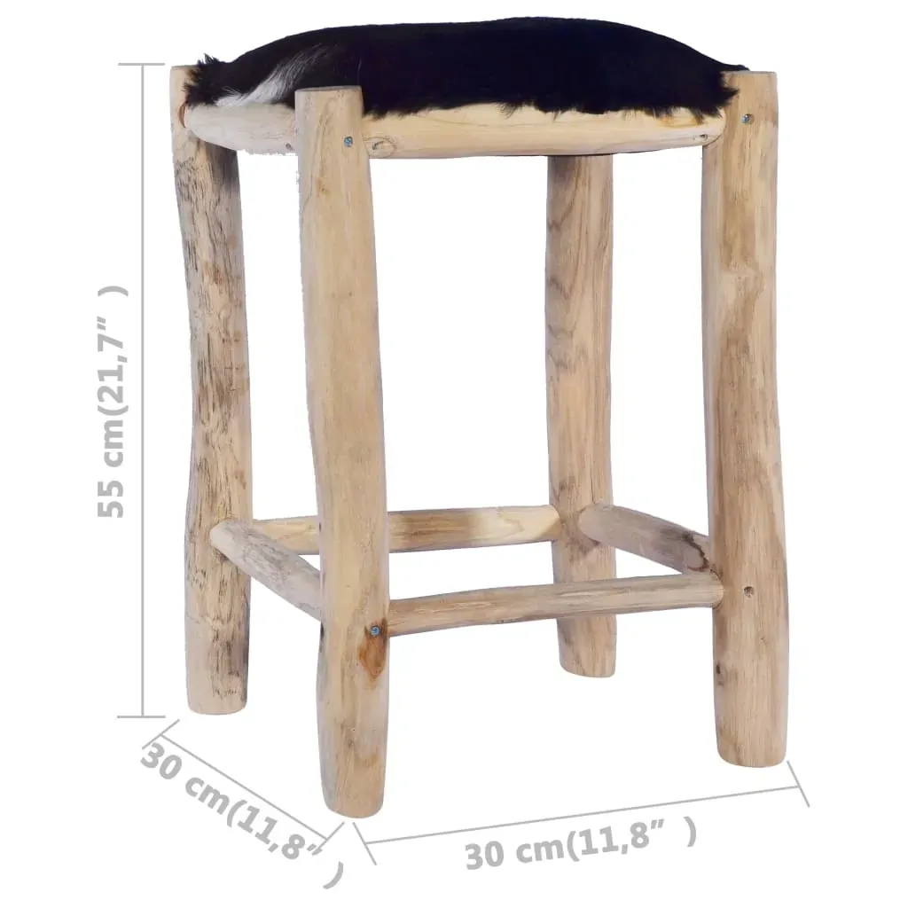 Bar Stool Real Goat Leather and Solid Teak Wood Price