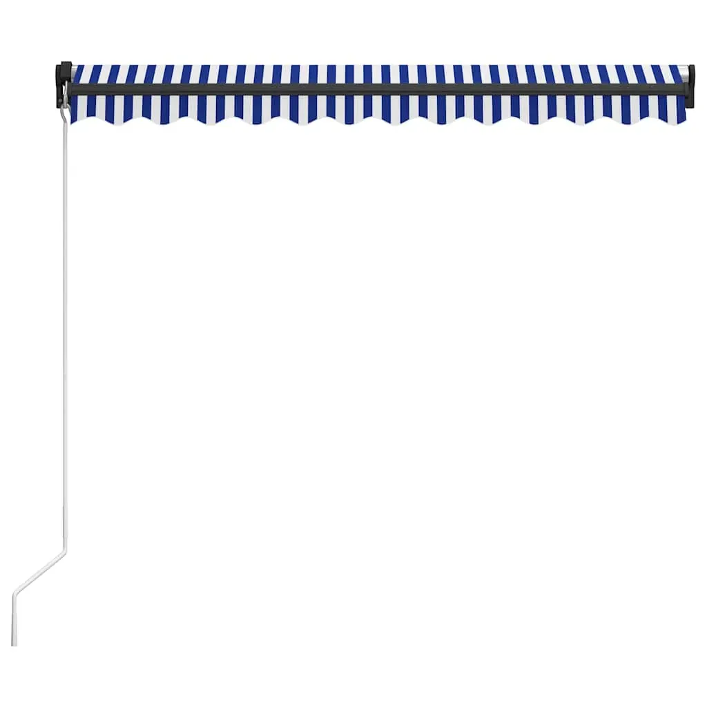 Manual Retractable Awning with LED 350x250 cm Blue and White Price