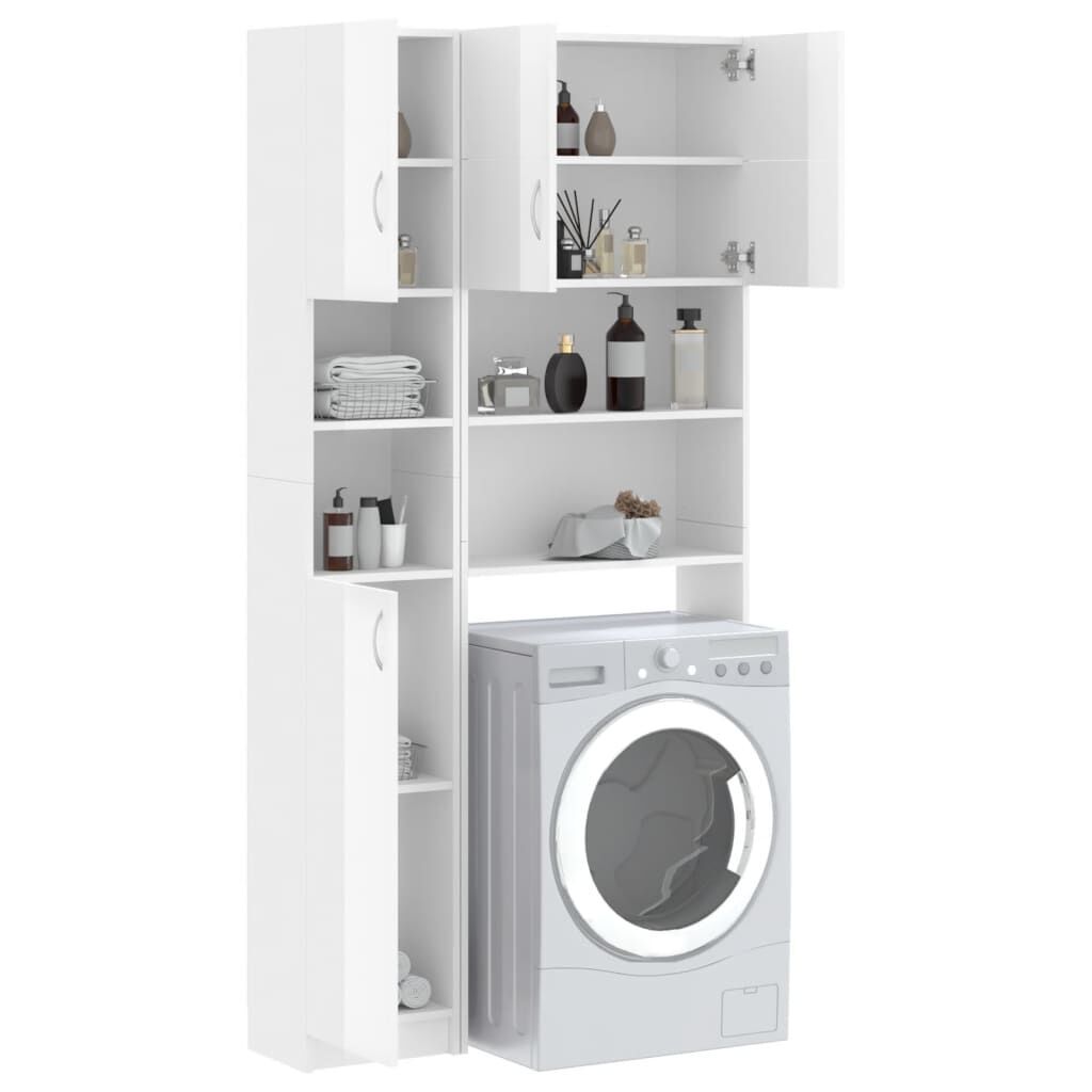 Washing Machine Cabinet Set High Gloss White Engineered Wood Price
