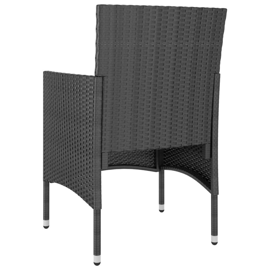 5 Piece Garden Dining Set Poly Rattan and Tempered Glass Black Price