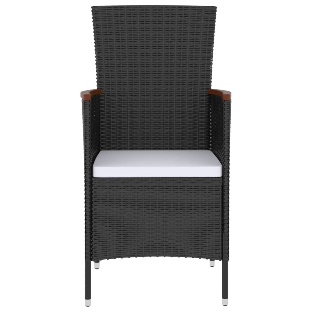 5 Piece Outdoor Dining Set with Cushions Poly Rattan Black Price
