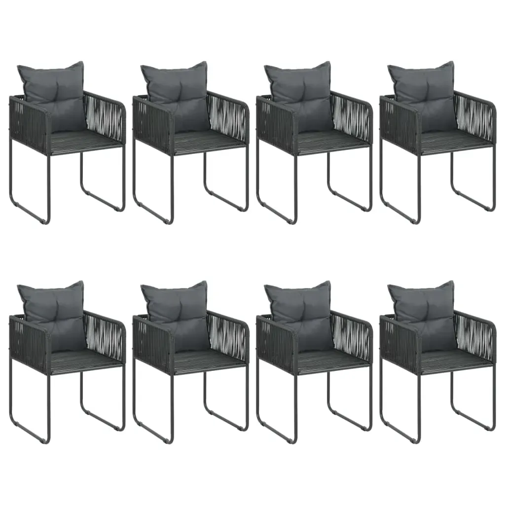 9 Piece Garden Dining Set PVC Rattan Black Price