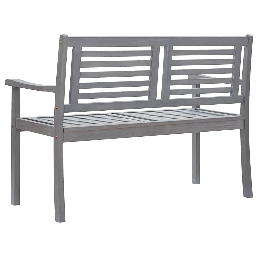 2-Seater Garden Bench with Cushion 120 cm Grey Eucalyptus Wood Price