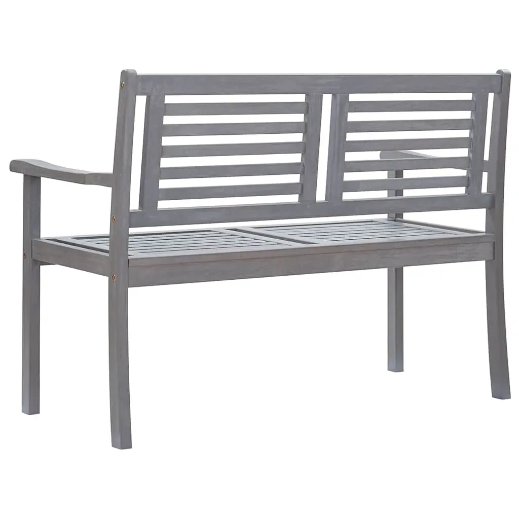 2-Seater Garden Bench with Cushion 120 cm Grey Eucalyptus Wood Price
