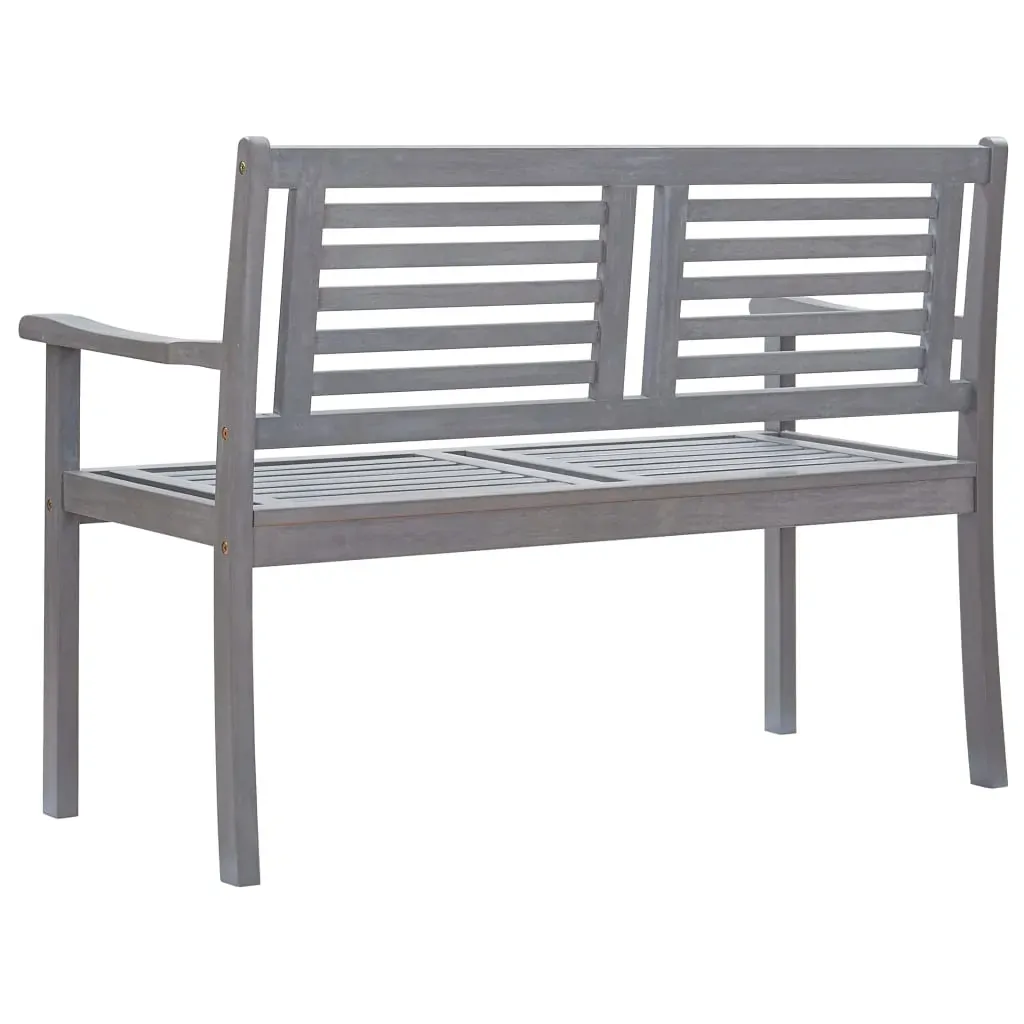 2-Seater Garden Bench with Cushion 120 cm Grey Eucalyptus Wood Price