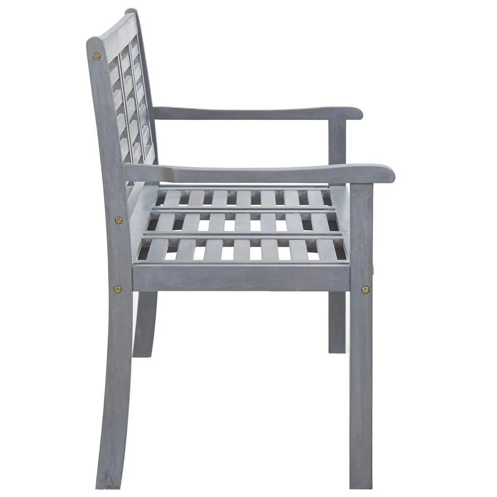 3-Seater Garden Bench with Cushion 150 cm Grey Eucalyptus Wood Price
