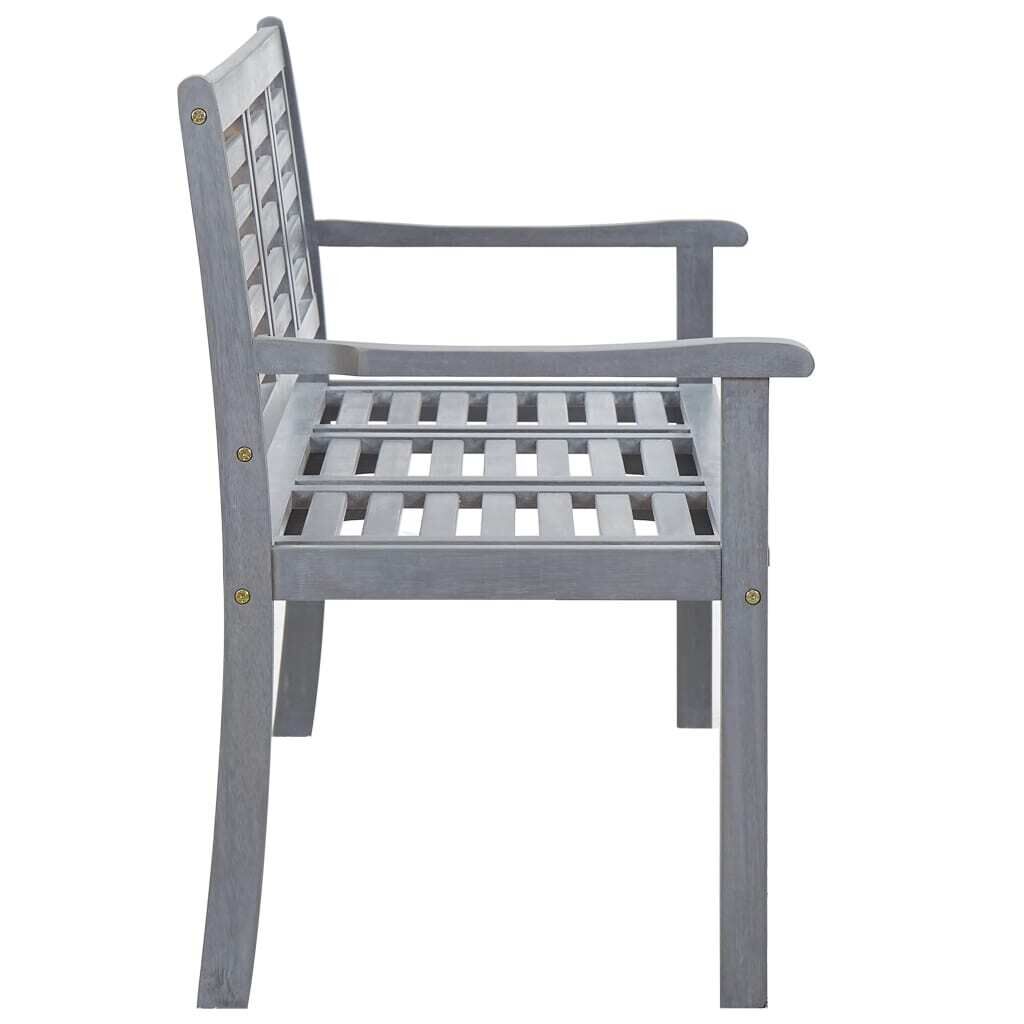 3-Seater Garden Bench with Cushion 150 cm Grey Eucalyptus Wood Price