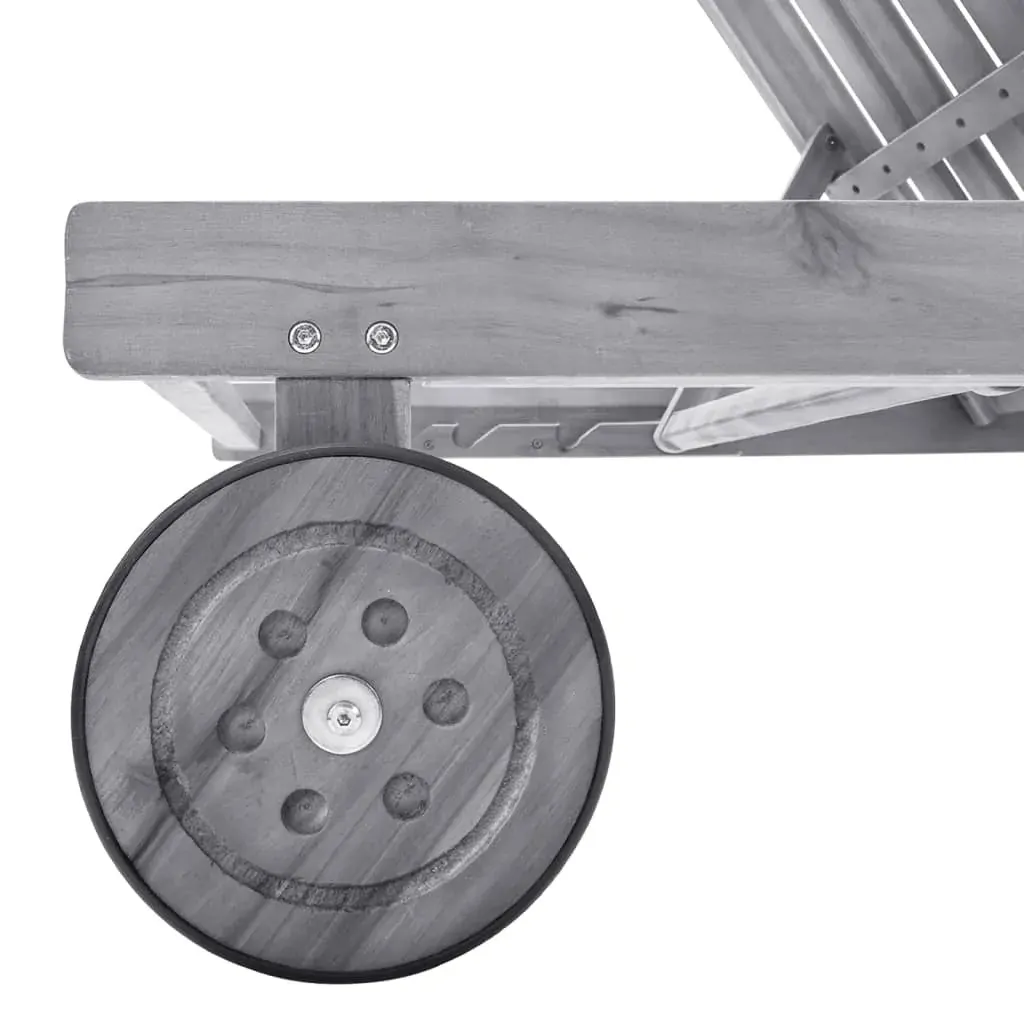 Garden Sun Lounger with Cushion Grey Solid Acacia Wood Price