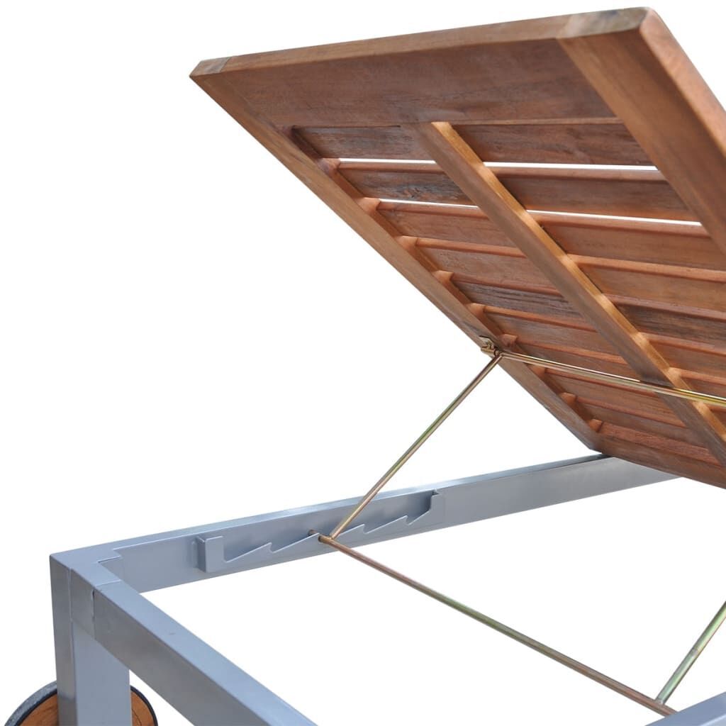 Sun Lounger with Cushion Solid Acacia Wood and Galvanised Steel Price
