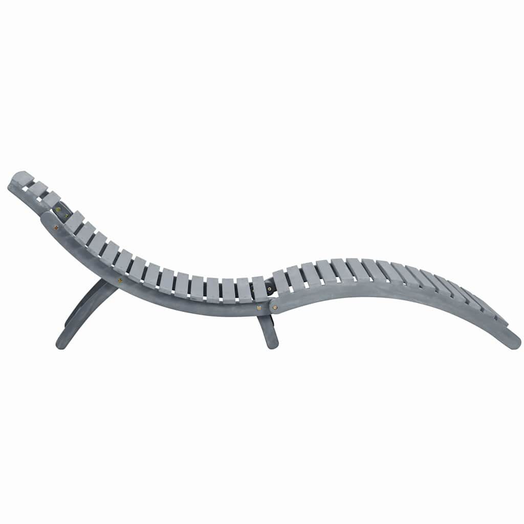 Sun Lounger with Cushion Grey Solid Acacia Wood Price