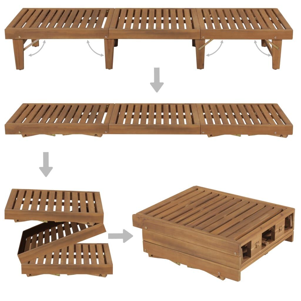 Folding Sun Lounger with Cushion Solid Acacia Wood Price