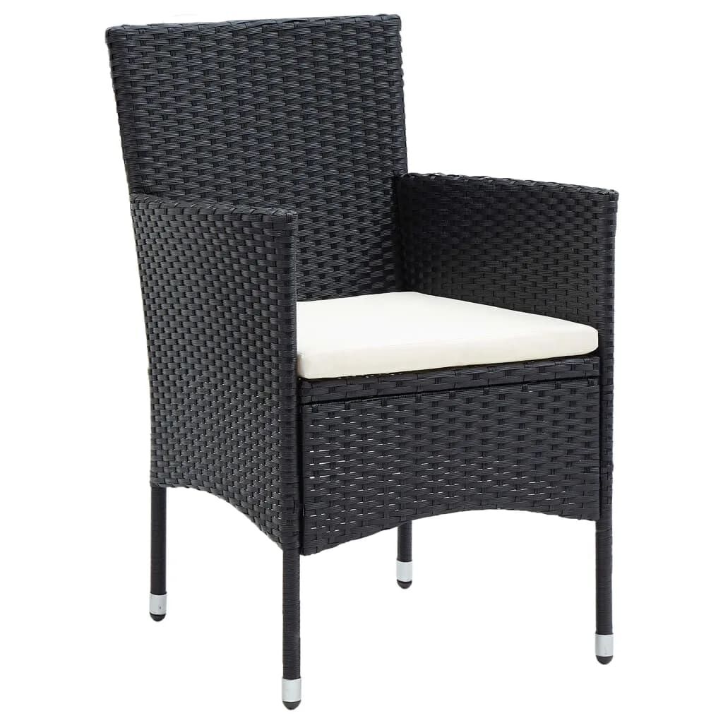 7 Piece Garden Dining Set with Cushions Poly Rattan Black Price