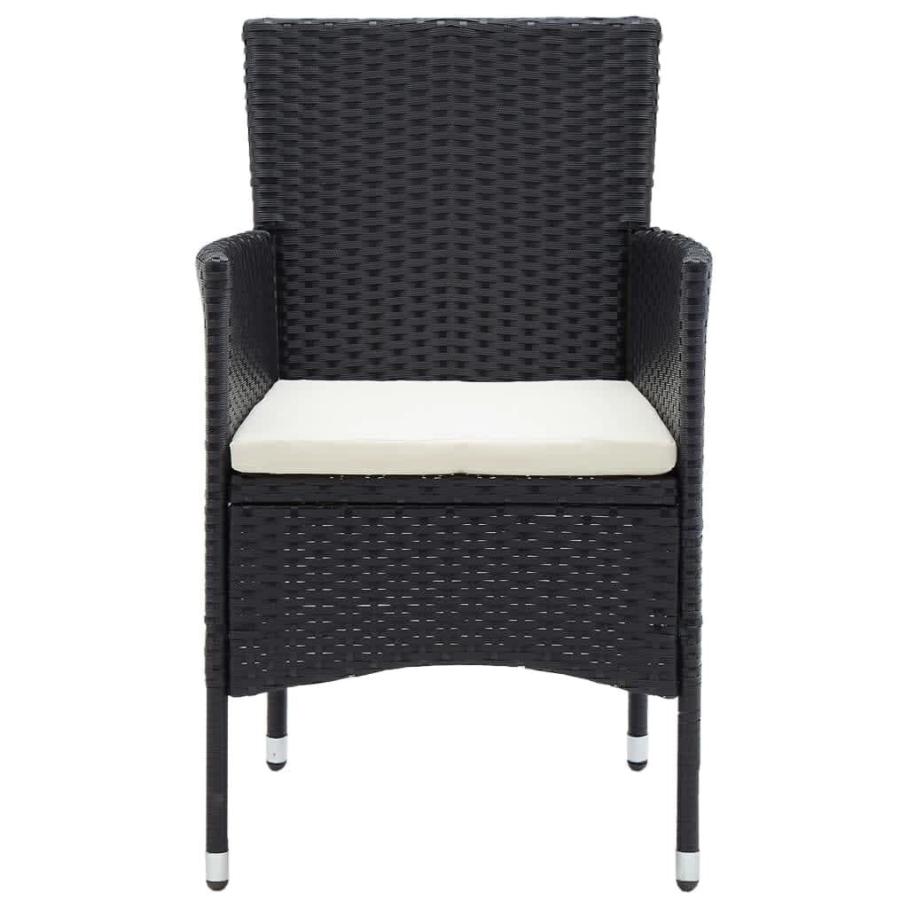 7 Piece Garden Dining Set with Cushions Poly Rattan Black Price