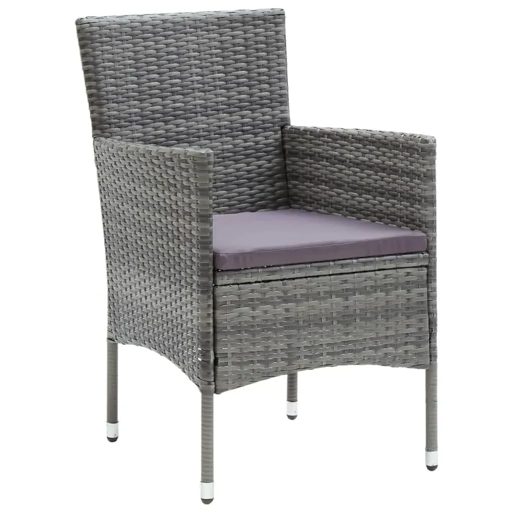 7 Piece Garden Dining Set with Cushions Poly Rattan Grey Price