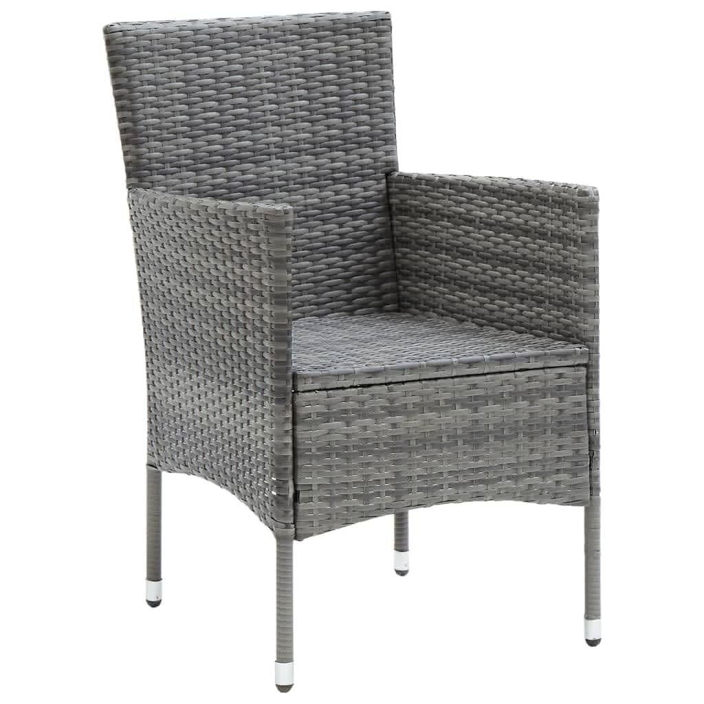 7 Piece Garden Dining Set with Cushions Poly Rattan Grey Price