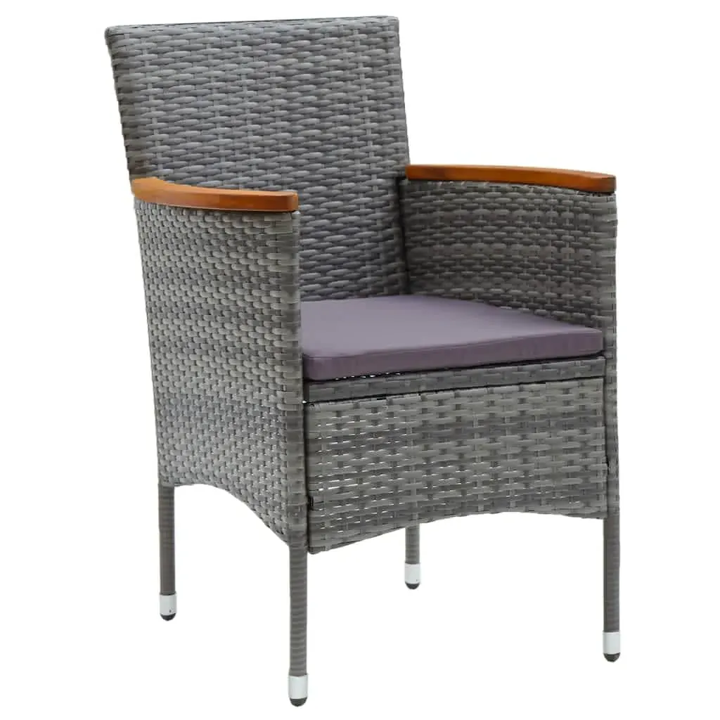 5 Piece Garden Dining Set with Cushions Poly Rattan Grey Price