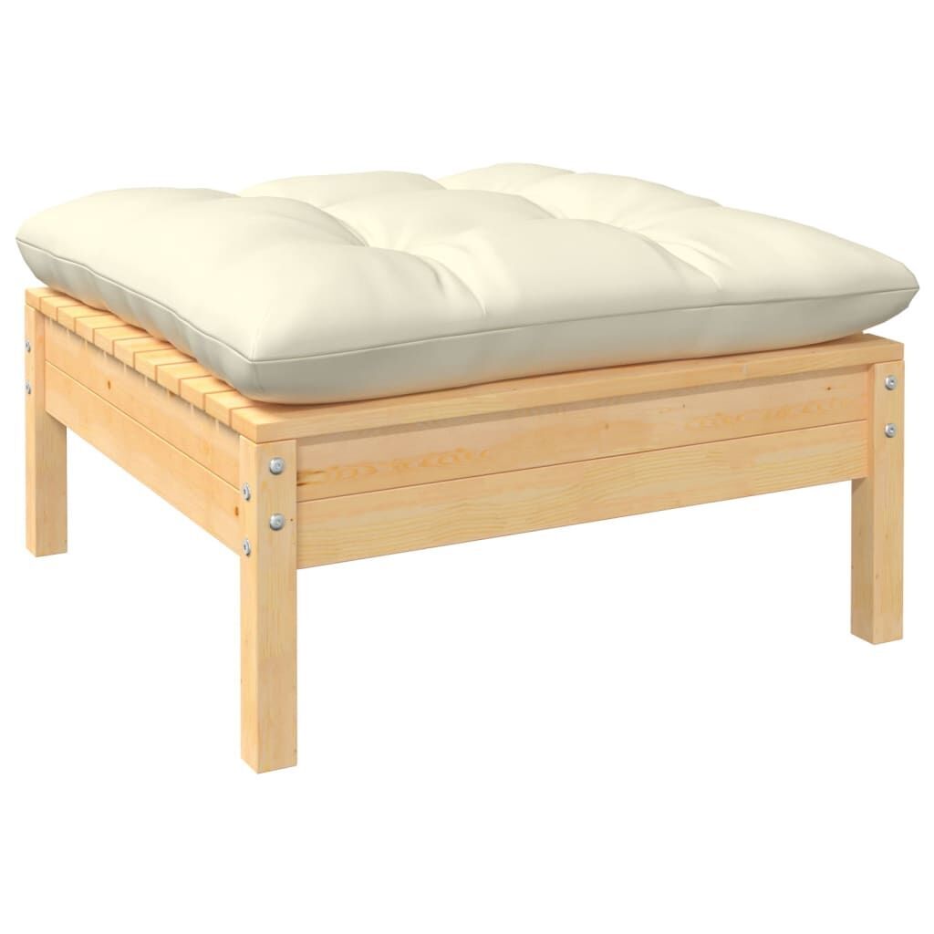 10 Piece Garden Lounge Set with Cream Cushions Solid Pinewood Price