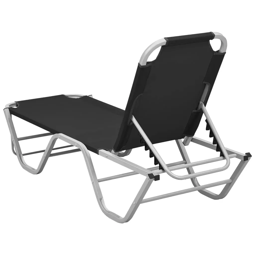 Sun Lounger Aluminium and Textilene Black Price