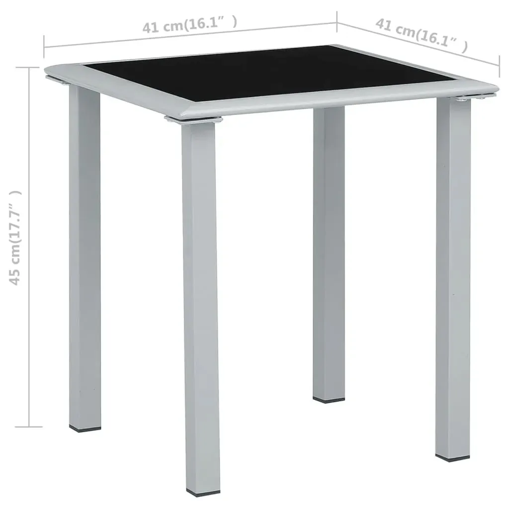 Garden Table Black and Silver 41x41x45 cm Steel and Glass Price