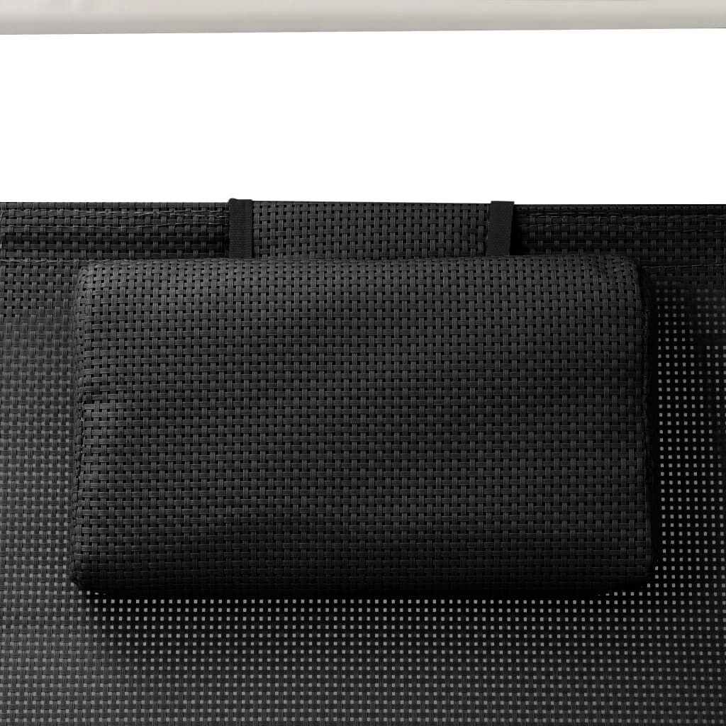 Double Sun Lounger with Canopy Textilene Black Price
