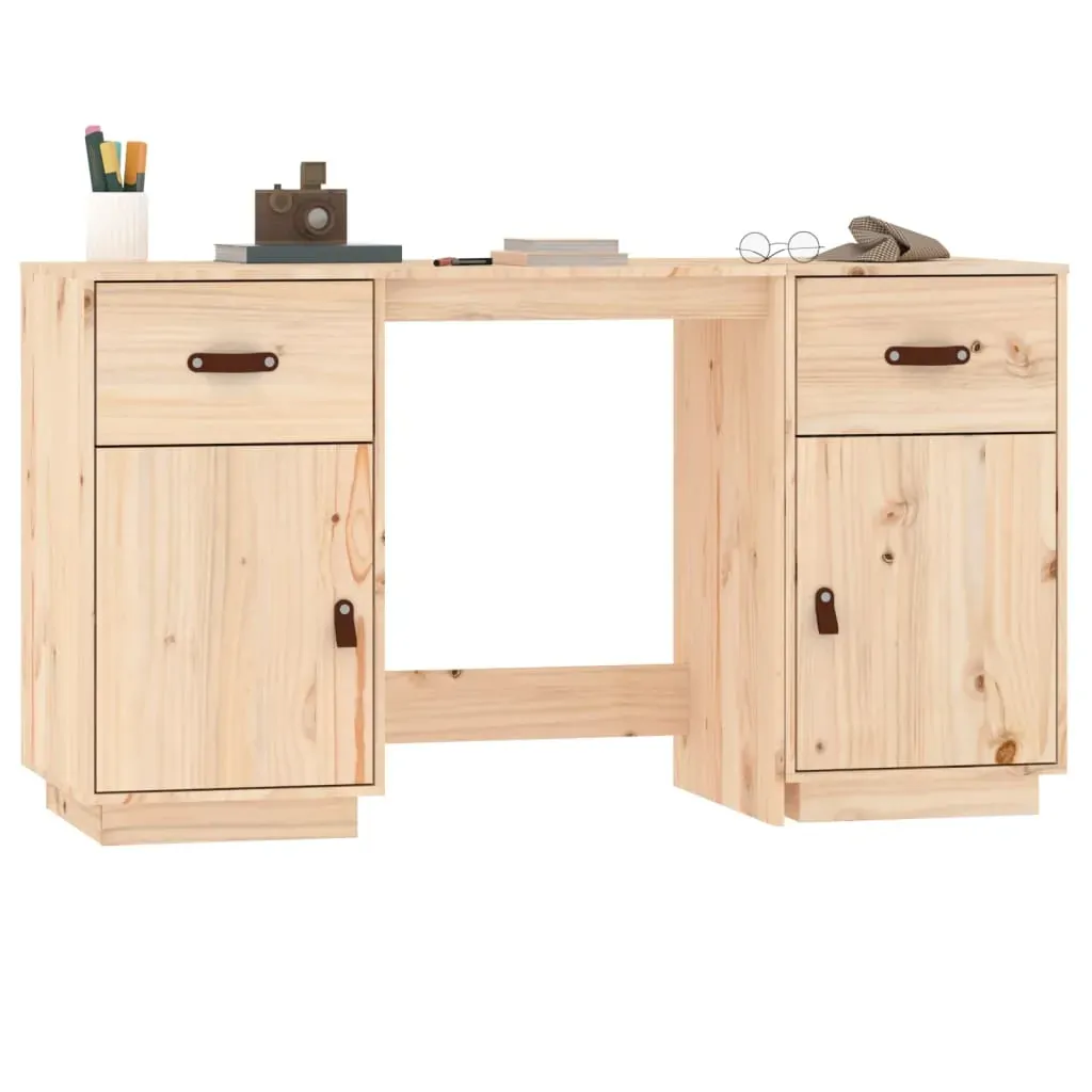 Desk with Cabinets 135x50x75 cm Solid Wood Pine Price