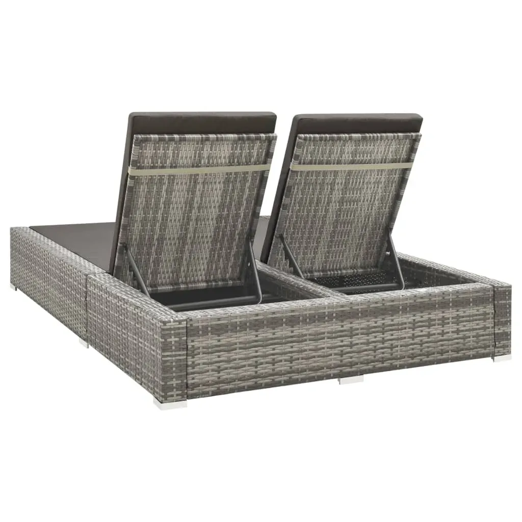Double Sun Lounger Poly Rattan Grey Price