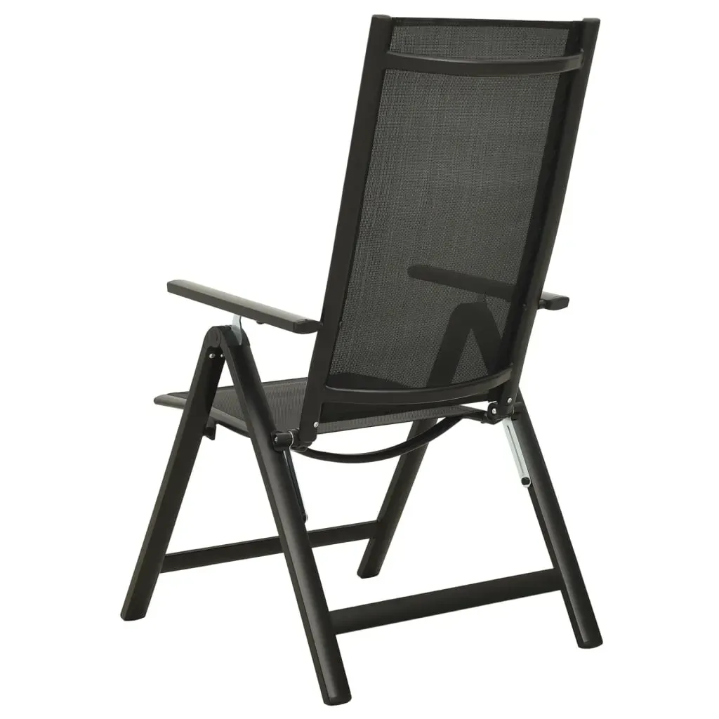 Folding Garden Chairs 2 pcs Textilene and Aluminium Black Price
