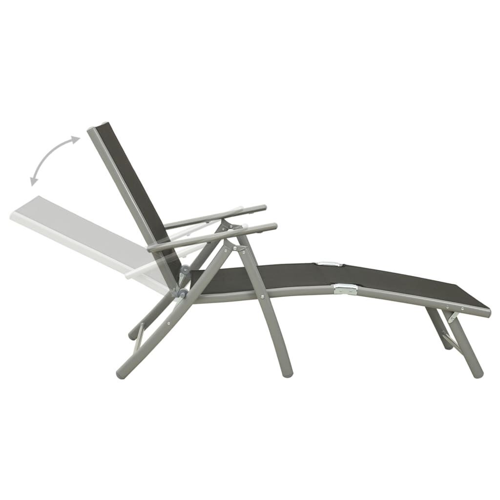 Folding Sun Lounger Textilene and Aluminium Black and Silver Price