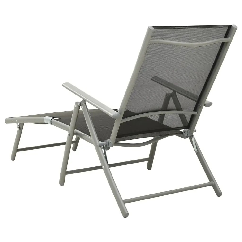 Folding Sun Lounger Textilene and Aluminium Black and Silver Price