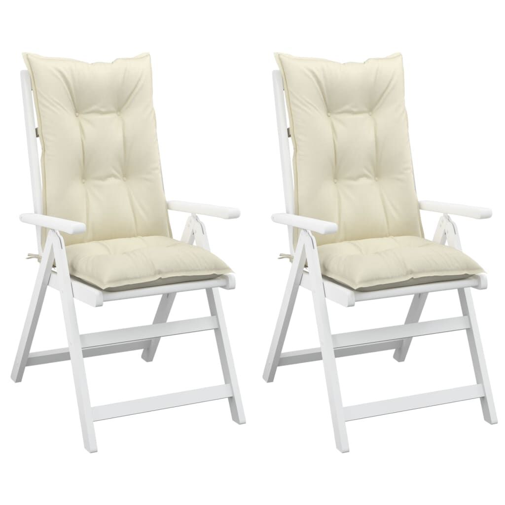 Garden Highback Chair Cushions 2 pcs Cream 120x50x7 cm Fabric Price