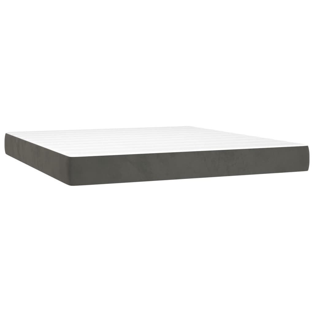 Box Spring Bed with Mattress Dark Grey 153x203 cm Queen Size Velvet Price