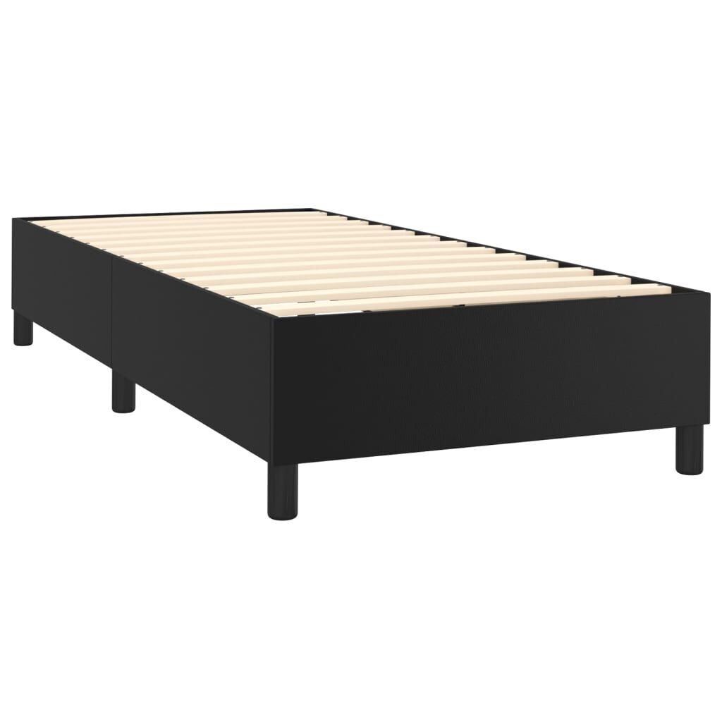 Box Spring Bed with Mattress&LED Black 106x203 cm King Single Size Faux Leather Price