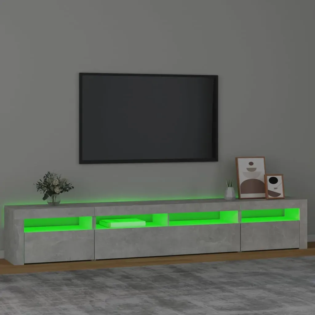 TV Cabinet with LED Lights Concrete Grey 240x35x40 cm Price