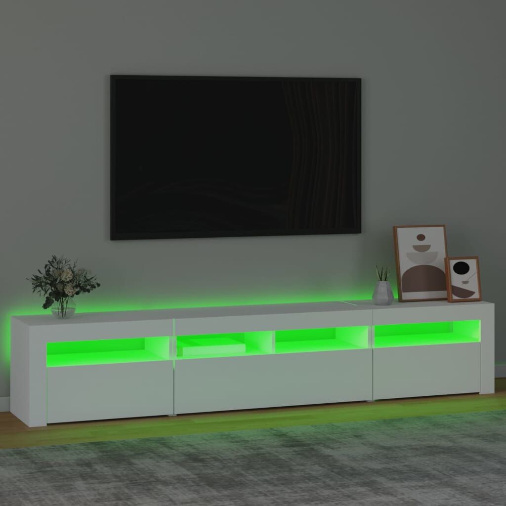 TV Cabinet with LED Lights White 210x35x40 cm Price