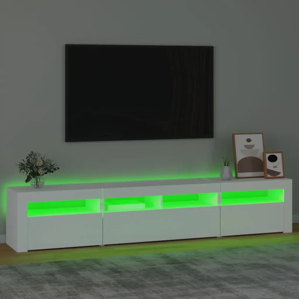 TV Cabinet with LED Lights White 210x35x40 cm Price