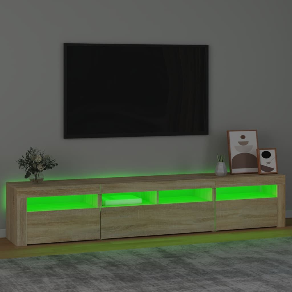 TV Cabinet with LED Lights Sonoma Oak 210x35x40 cm Price